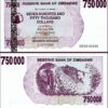Zimbabwe 750000 Dollars 2007, UNC, BUNDLE, Pack of  100 PCS, Consecutive, P-52 - Image 4