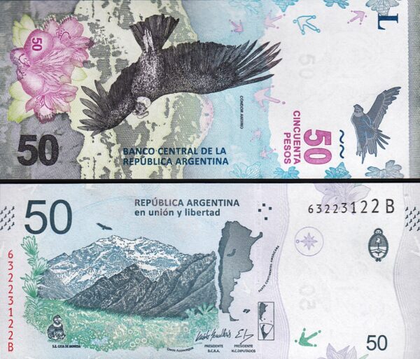 Argentina 50 Pesos 2018 2020, UNC, BUNDLE, Pack of 100 PCS, Consecutive, P-363 - Image 4