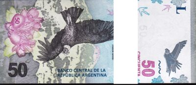 Argentina 50 Pesos 2018 2020, UNC, BUNDLE, Pack of 100 PCS, Consecutive, P-363