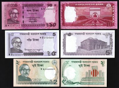 Bangladesh 3 Pcs SET, 2 5 10 Taka, 2016 2017 2021, UNC, P-New