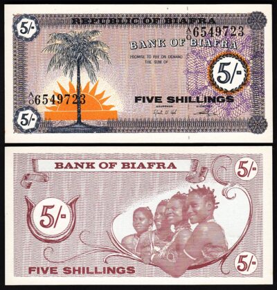 Biafra 5 Shillings 1967, UNC, P-1 (First)