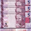 Brazil 5 Reais ND 2010 (2017), UNC, 5 Pcs LOT, Consecutive, Prefix EA, P-253d
