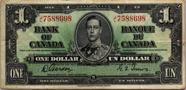 Canada 1 Dollar 1937, VF, P-58d