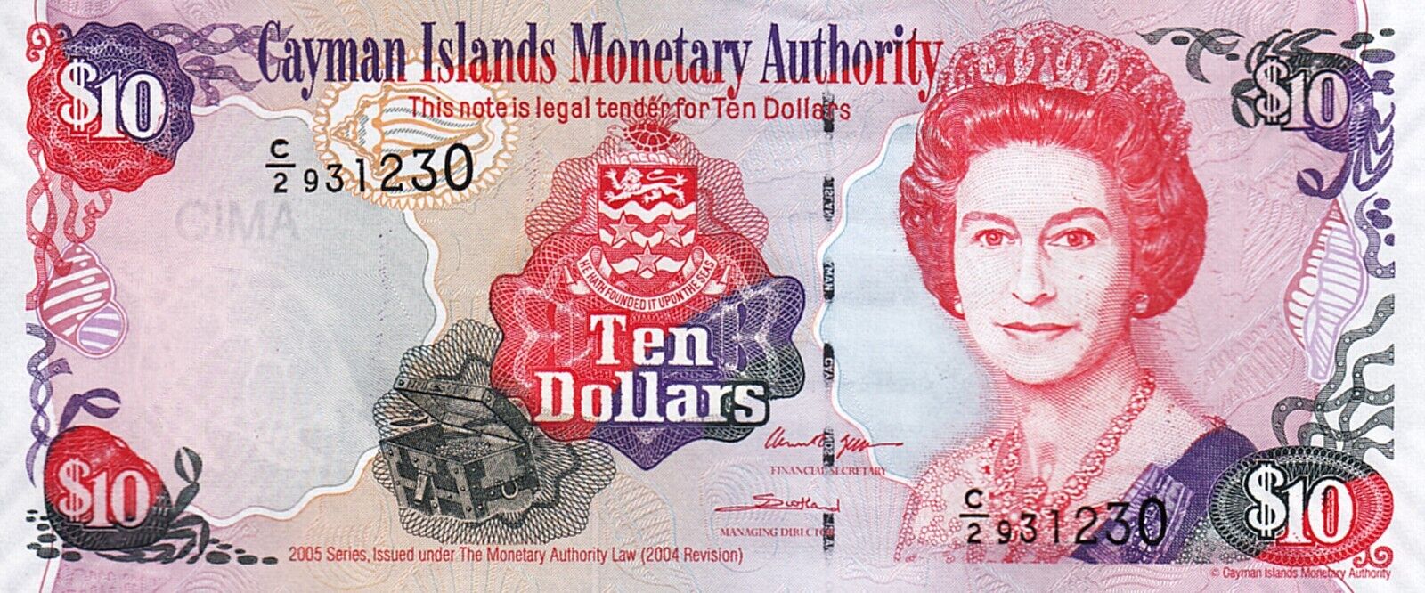 Cayman Islands 10 Dollars 2005, UNC, QEII, Prefix C/2, P-35a – Fortumor  Numismatic Center