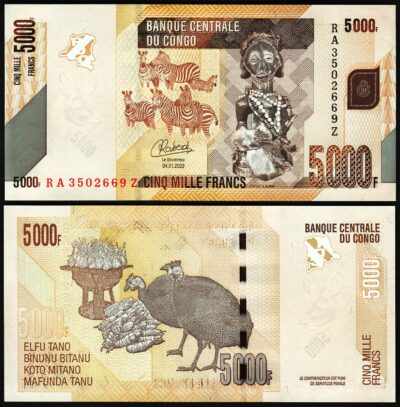Congo Democratic Rep. 5000 Francs 2022, UNC, REPLACEMENT, RA-Z, P-102dr