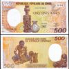 Congo Republic 500 Francs, 1991, aAU / UNC, 5 Pcs LOT, P-8d, Sign 15 - Image 3