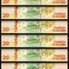 Cook Islands 20 Dollars 1992, AUNC / UNC, 10 PCS LOT, Prefix AAA P-9,Little Pale