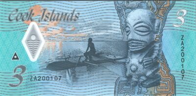 Cook Islands 3 Dollars 2021, REPLACEMENT Prefix ZA, UNC, Polymer, P-11a