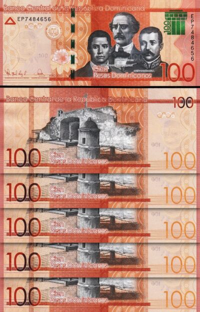 Dominican Republic, 100 Pesos 2023, UNC, 5 Pcs LOT, P-190