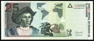 El Salvador 25 Colones 1999, UNC, P-155, Serie Q 16089014