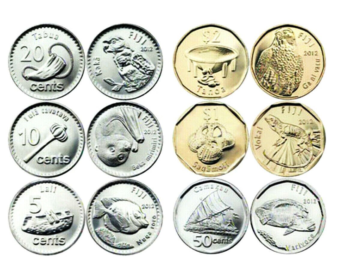 FIJI 0.05 TO $2 ANIMALS 2012 7-PIECE UNCIRCULATED COIN SET