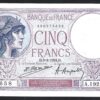 France 5 Francs 9 August 1924, UNC, P-72c, With 2 Pinholes