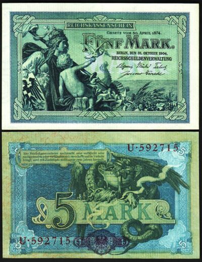 Germany 5 Mark 1904, UNC, P-8a, 6 Digit