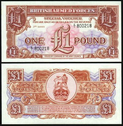 Great Britain, England, UK Armed Force 1 Pound 1956, UNC, P-M29, Security Thread