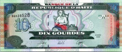 Haiti 10 Gourdes 2000, REPEATER SERIAL 528 528 , UNC, P-265a, Prefix BQ