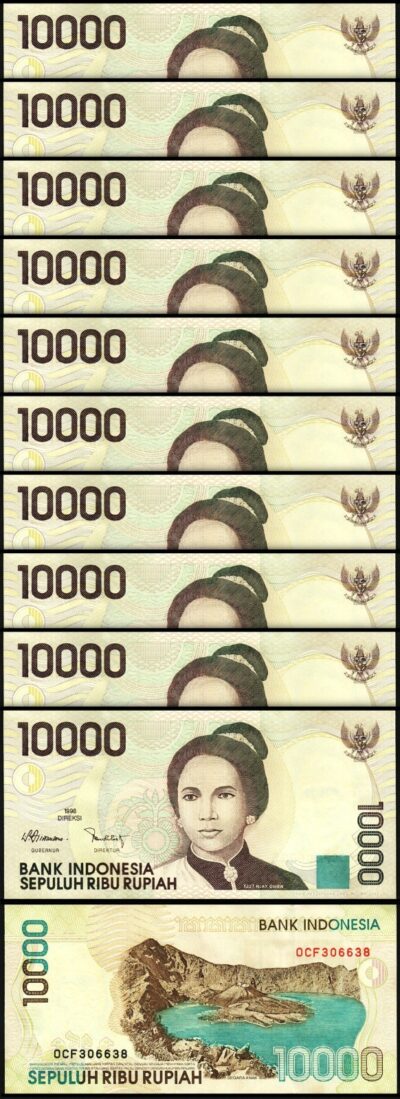 Indonesia 10000 10,000 Rupiah 1998 / 2005, UNC, 10 Pcs LOT, Consecutive, P-137h