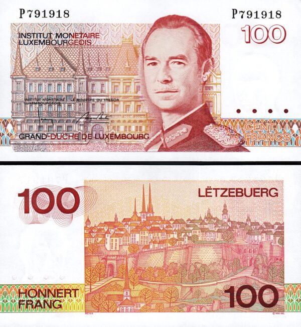 Luxembourg 100 Francs 1986, UNC, 5 Pcs LOT, Consecutive, P-58b - Image 3