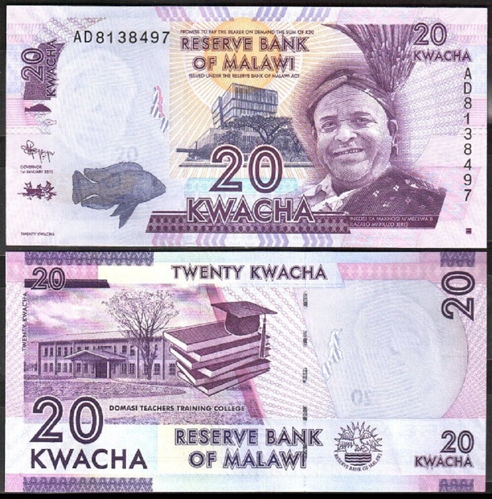 Malawi 20 Kwacha 2012  P-57  Prefix AB Banknotes UNC 