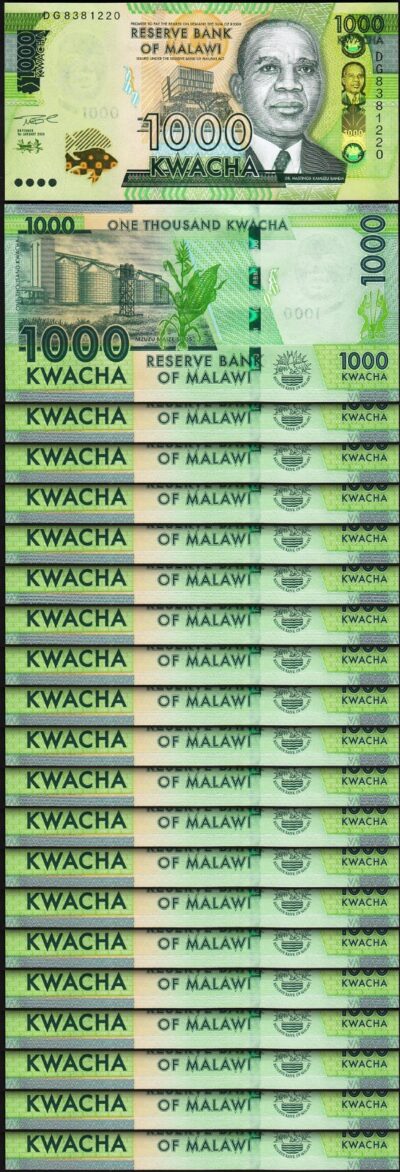 Malawi 1000 Kwacha, 2024, UNC, 20 Pcs LOT, Consecutive, P-New 67g