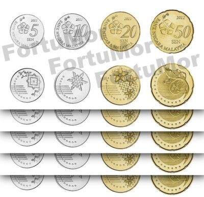 Malaysia, UNC, 5 (x) 4 Pcs COIN SET , 5 10 20 50 Sen 2012.(20 Coins)