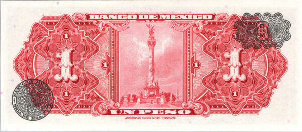 Mexico 1 Peso 1970, REPEATER No 249 249 UNC, P-59L, Serie BIO Prefix T - Image 3