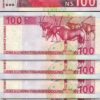 Namibia 100 Dollars 2003, UNC, 5 Pcs LOT, Consecutive, P-9A
