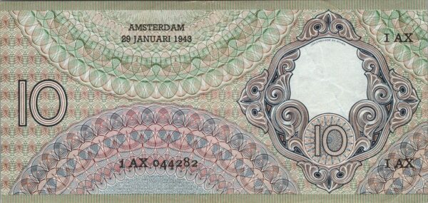 Netherlands 10 Gulden 1943, aXF, P-59 - Image 3