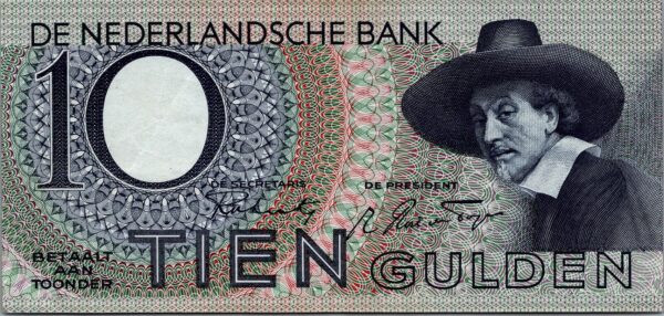 Netherlands 10 Gulden 1943, aXF, P-59