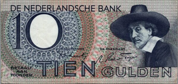 Netherlands 10 Gulden 1944, aXF, P-59