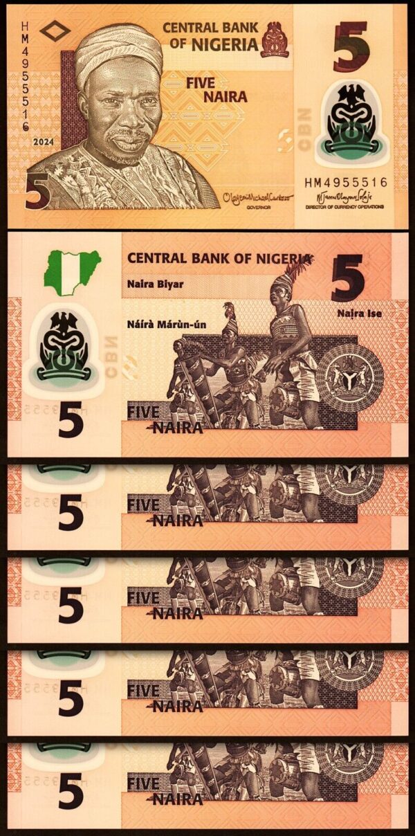 Nigeria 5 Naira 2024, UNC, 20 Pcs LOT, Consecutive, P-New, Polymer - Image 3