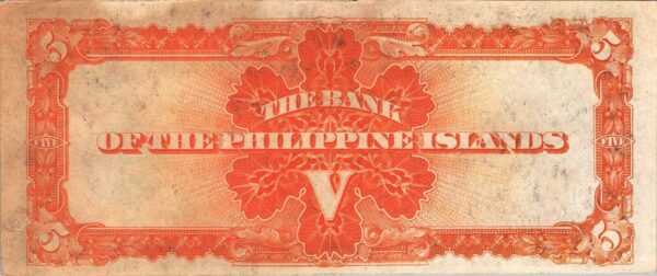 Philippines  5 Piso 1933, aAU, P-22, Prefix E - Image 3