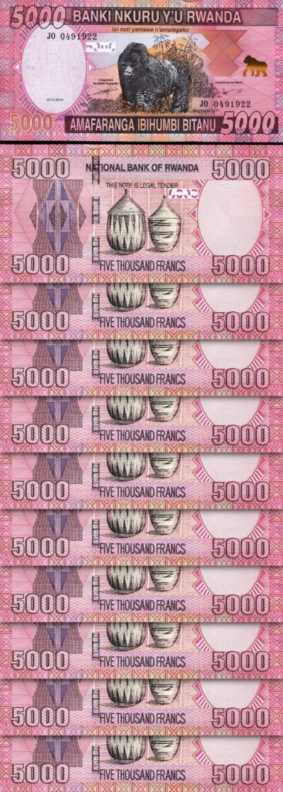 Rwanda 5000 Francs 2014, UNC, 10 Pcs LOT, Consecutive, P-41