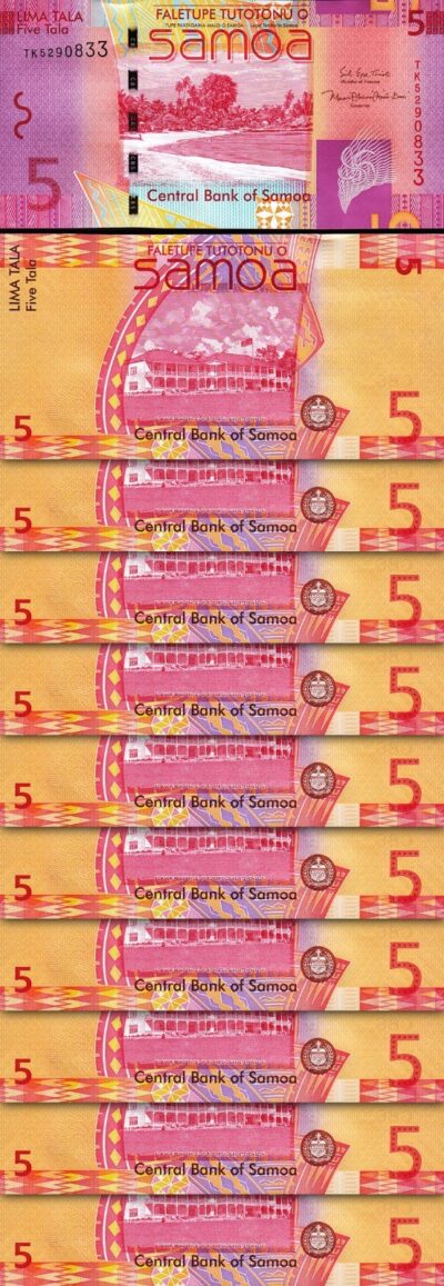 Samoa 5 Tala 2017, UNC, 10 Pcs LOT, Consecutive, P-38c
