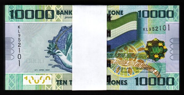 Sierra Leone 10000 Leones 2021, UNC, ½ BUNDLE, Pack of 50 PCS, Consecutive,P-33f