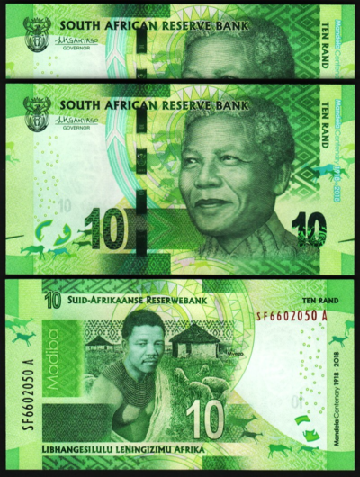 South Africa 10 Rand 2018, UNC, 2 Pcs PAIR, Consecutive, Comm, P-143 N.Mandela