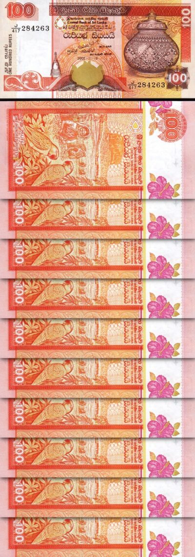 Sri Lanka 100 Rupees 2005, UNC, 10 Pcs LOT, Consecutive, P-111d