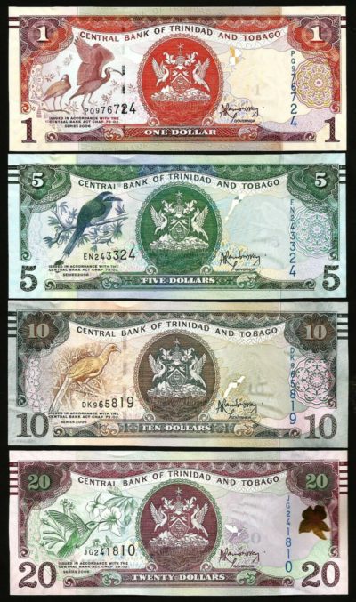 2014 2006 LOT of 5 Pcs P-46 New Signature Trinidad and Tobago 1 Dollar UNC