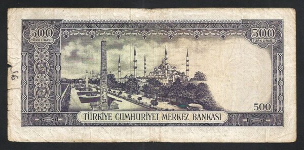 Turkey 500 Lira 1968, Fine, P-183, Prefix T39, With Tears and Penmark - Image 3