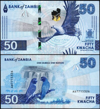 Zambia 50 Kwacha 2024 2025, UNC, P-64, New Design, BIRDS