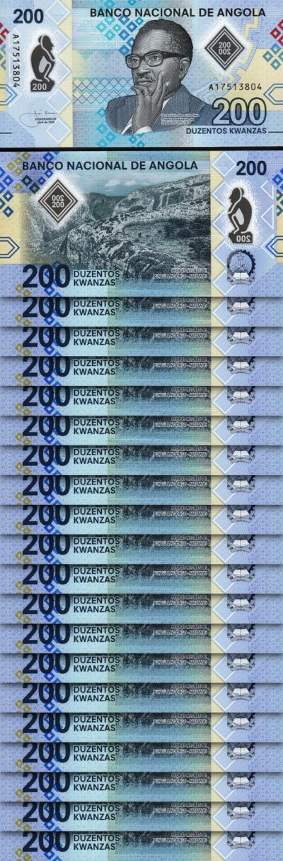 Angola 200 Kwanzas 2020, UNC, 20 Pcs LOT, Consecutive, Polymer, P-160