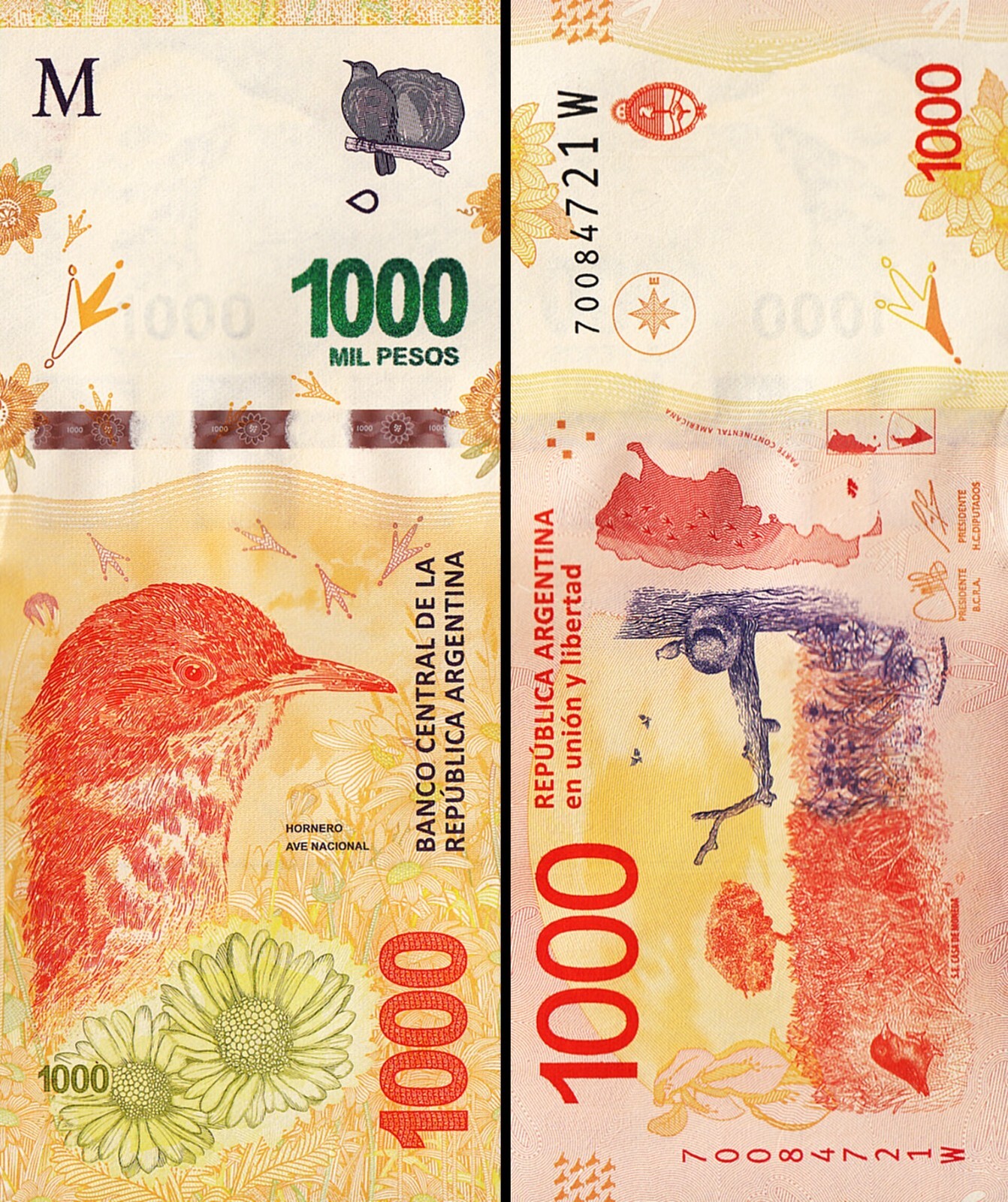 Argentina 1000 Pesos 2017 – 2022, AU-UNC, P-366, New Sign, Suffix W ...