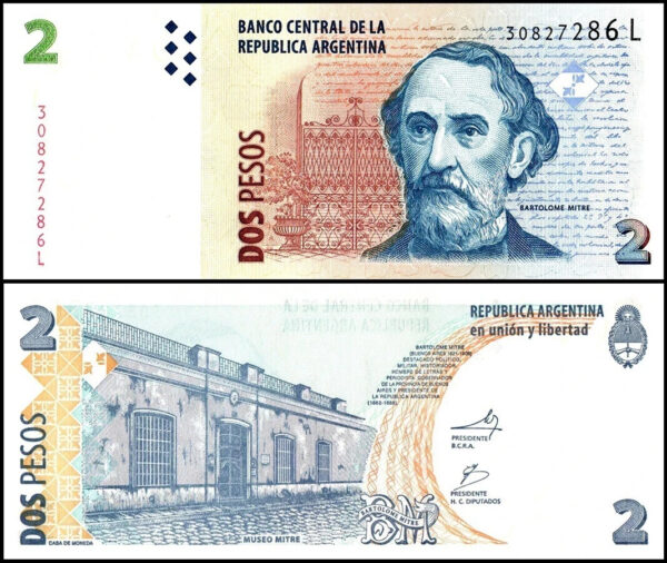 Argentina 2 Pesos 2012, UNC, 20 PCS LOT, P-352, Suffix L, Bartolome Mitre - Image 4