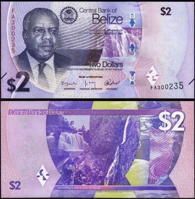 Belize 2 Dollars 2025, UNC, P-73,  New Sign, New Date, New Design