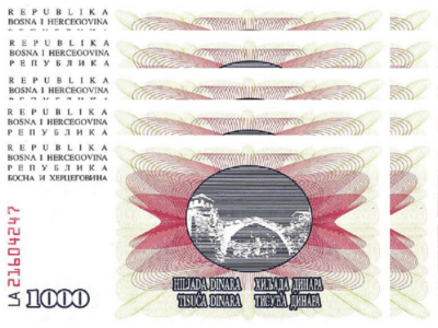 Bosnia 1000 Dinara 1992, UNC, 10 Pcs Lot , P-15