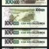 Brazil 100 Reais Cruz.on 100000 Cruzeiros,1993 UNC, 10 PCS LOT,Consecutive,P-238 - Image 3