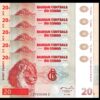 CONGO 20 FRANCS 1997, J-Z REPLACEMENT, 5 PCS LOT, CONSECUTIVE, UNC, P 88a, LION