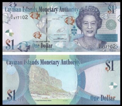 Cayman Islands 1 Dollar 2014, UNC-, QEII, P-38d, Prefix D/4
