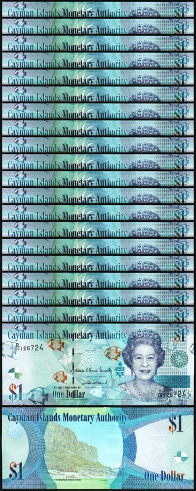 Cayman Islands 1 Dollar 2025 (2024), UNC, 20 Pcs LOT, P-38, Prefix D/10 New Sign