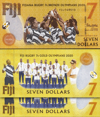Fiji 7 Dollars 2020 2022, UNC, 2 Pcs PAIR, Commemorative, P-122, Prefix FIJ