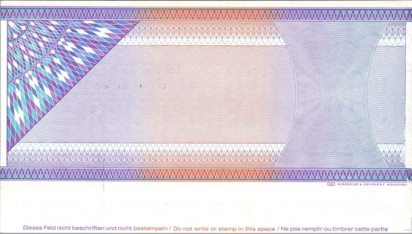 Germany SPECIMEN, Travellers Cheque , 500 Marks, AU / UNC, Complete Watermark - Image 3